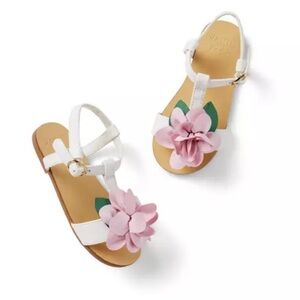 Kids White and Pink Flower Sandal size 8